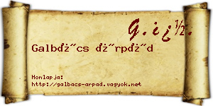 Galbács Árpád névjegykártya